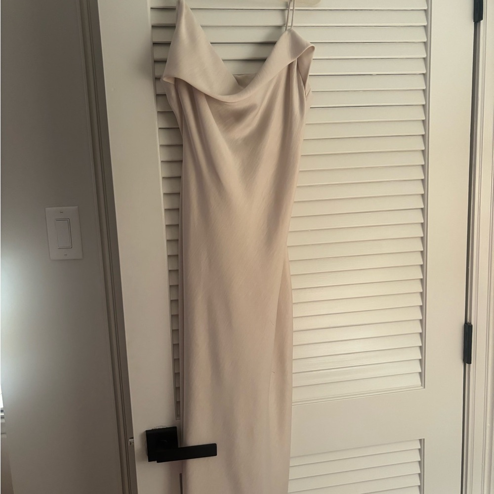 Zara Strapless Cowl Neck Slip Dress in Cream